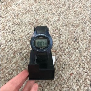 Navy and black Casio watch